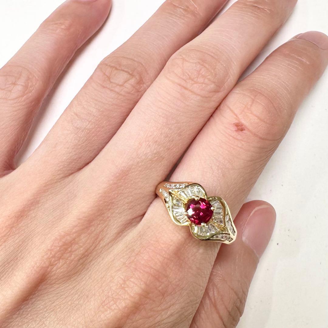 K18 ルビー0.74ct バゲットダイヤモンド バゲットダイヤ
