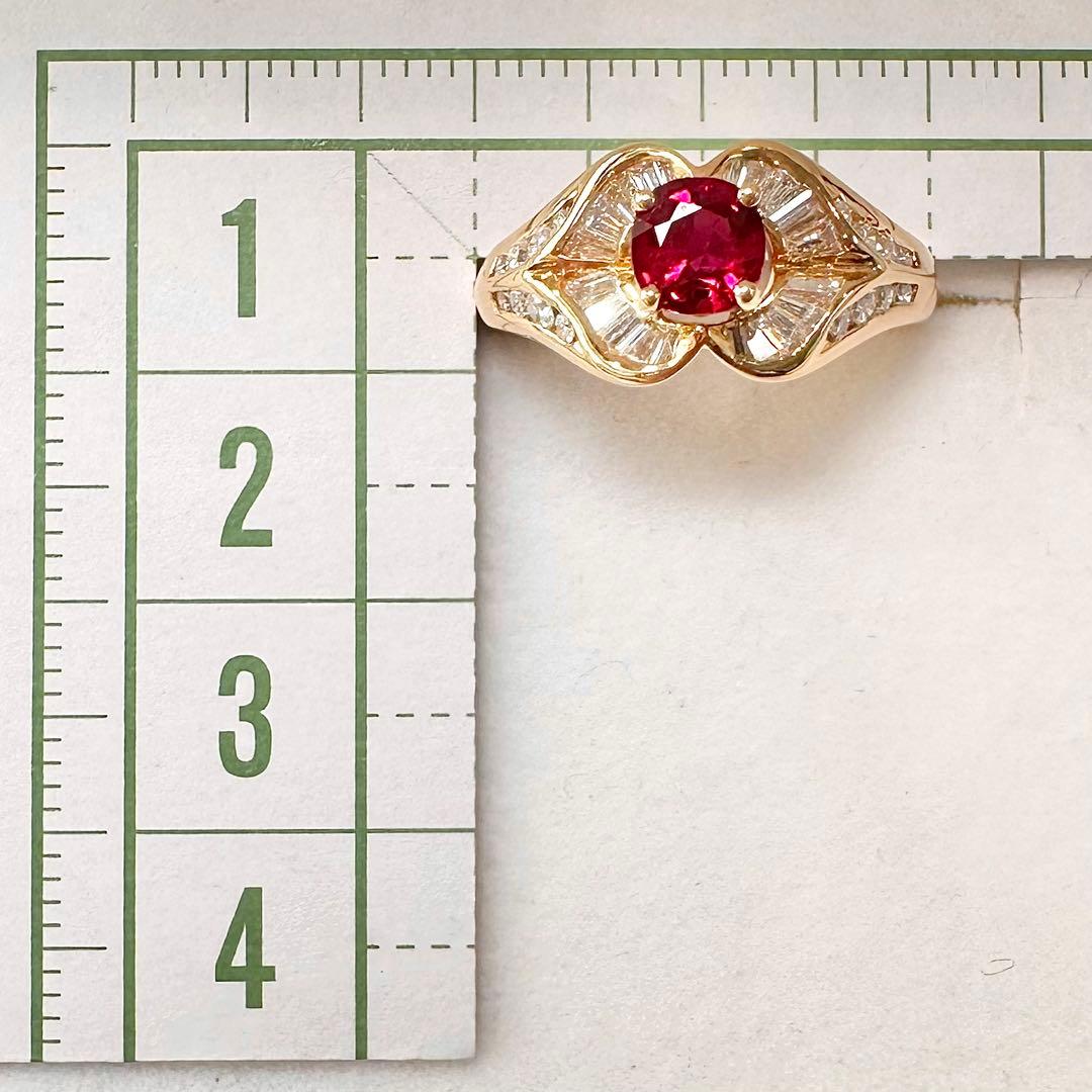 K18 ルビー0.74ct バゲットダイヤモンド バゲットダイヤ