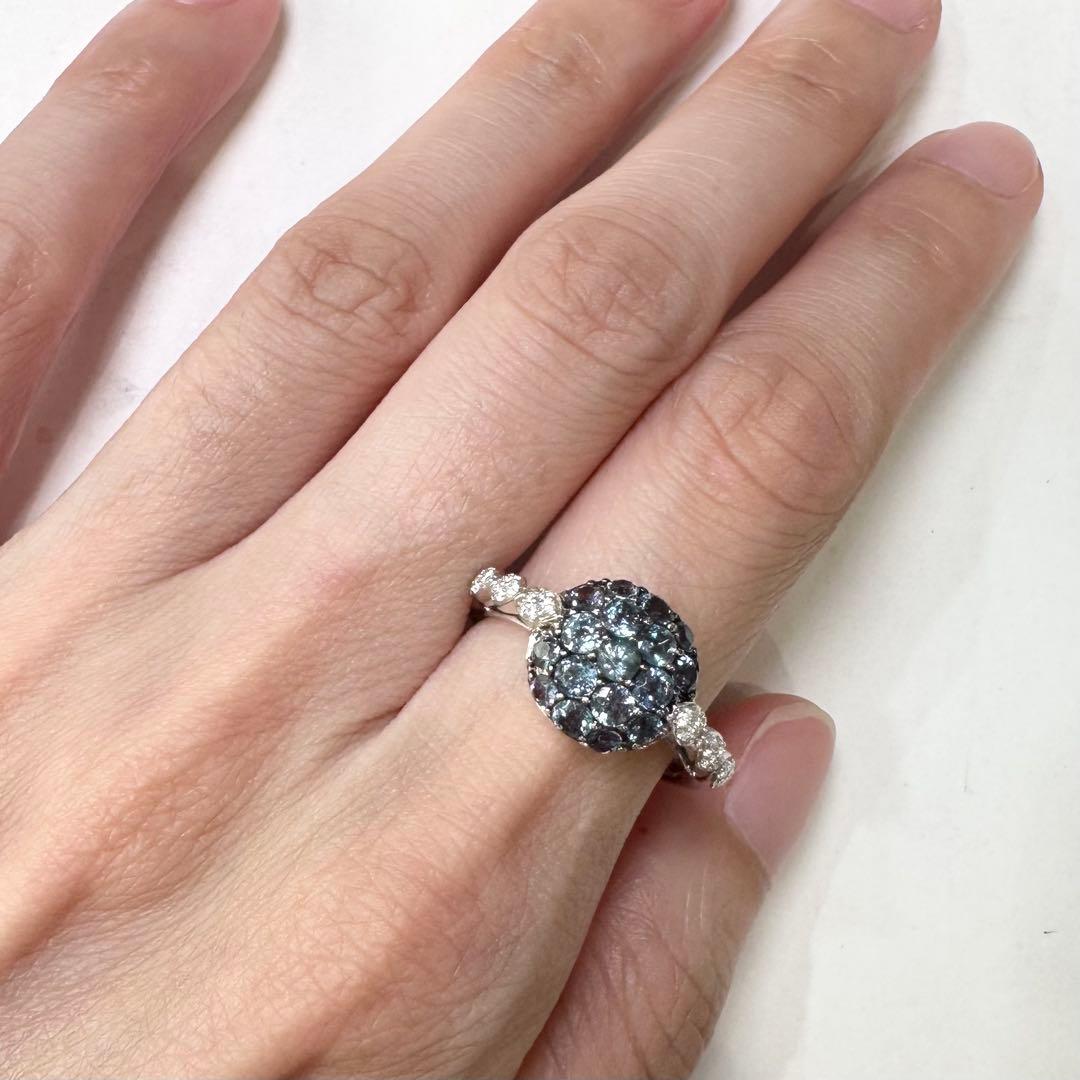 K18WG アレキサンドライト 1.33ct リング カラーチェンジ 希少石