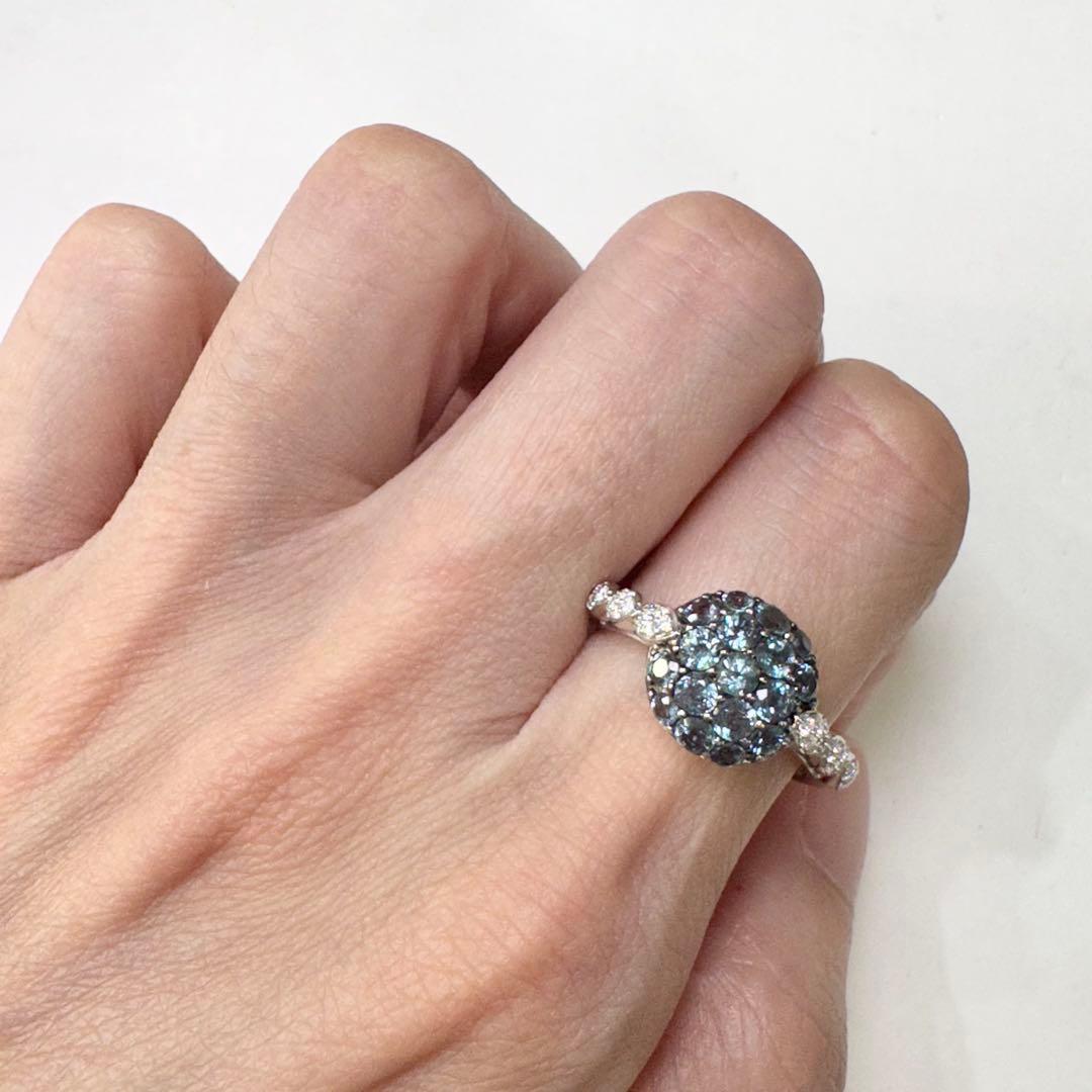 K18WG アレキサンドライト 1.33ct リング カラーチェンジ 希少石