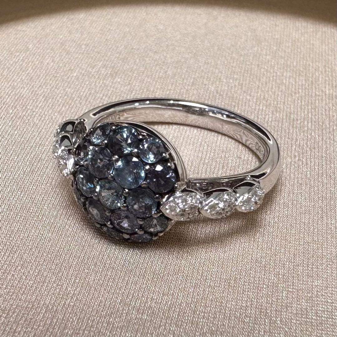 K18WG アレキサンドライト 1.33ct リング カラーチェンジ 希少石
