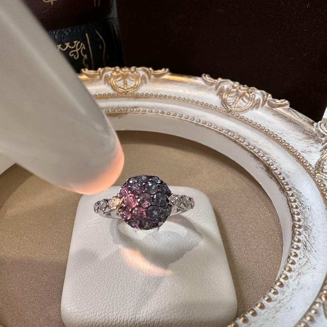 K18WG アレキサンドライト 1.33ct リング カラーチェンジ 希少石