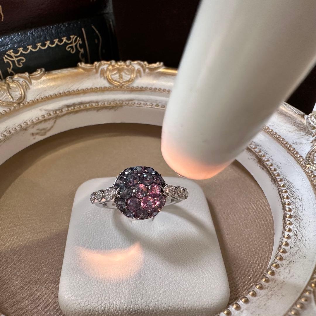K18WG アレキサンドライト 1.33ct リング カラーチェンジ 希少石