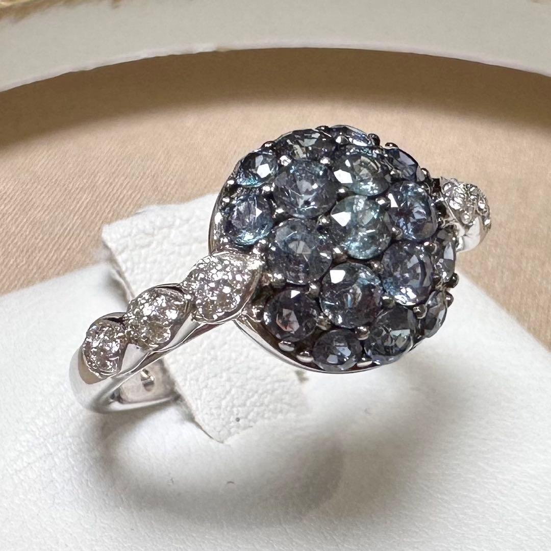 K18WG アレキサンドライト 1.33ct リング カラーチェンジ 希少石