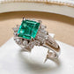 PT900 エメラルド 0.62ct ダイヤモンドリング
