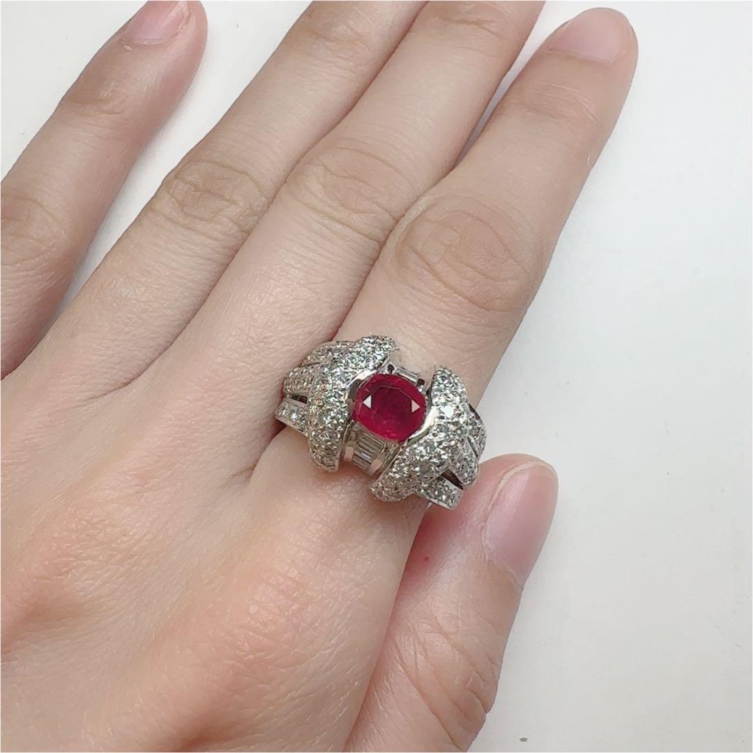 【美品】PT900 ルビー 1.27ct リング 豪華主義