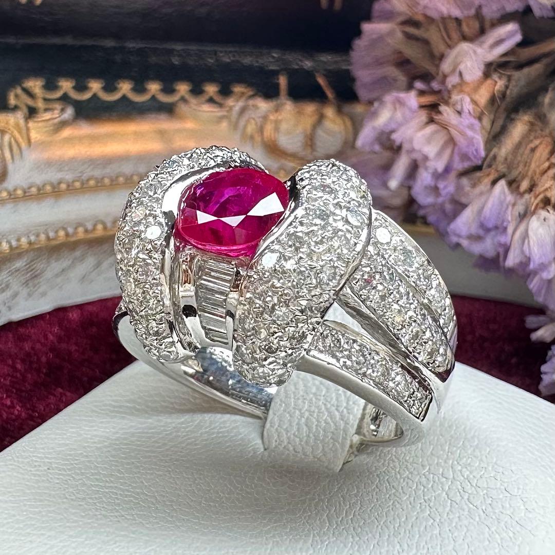 【美品】PT900 ルビー 1.27ct リング 豪華主義