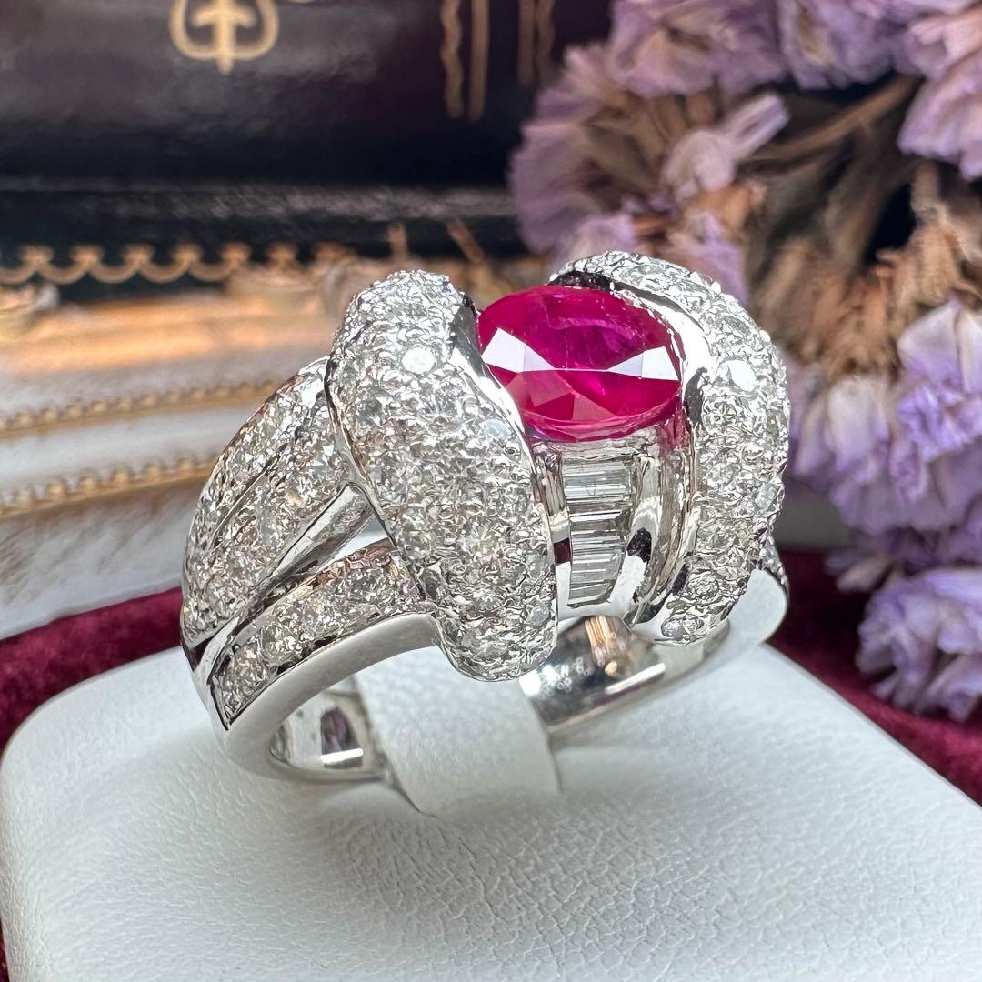 【美品】PT900 ルビー 1.27ct リング 豪華主義