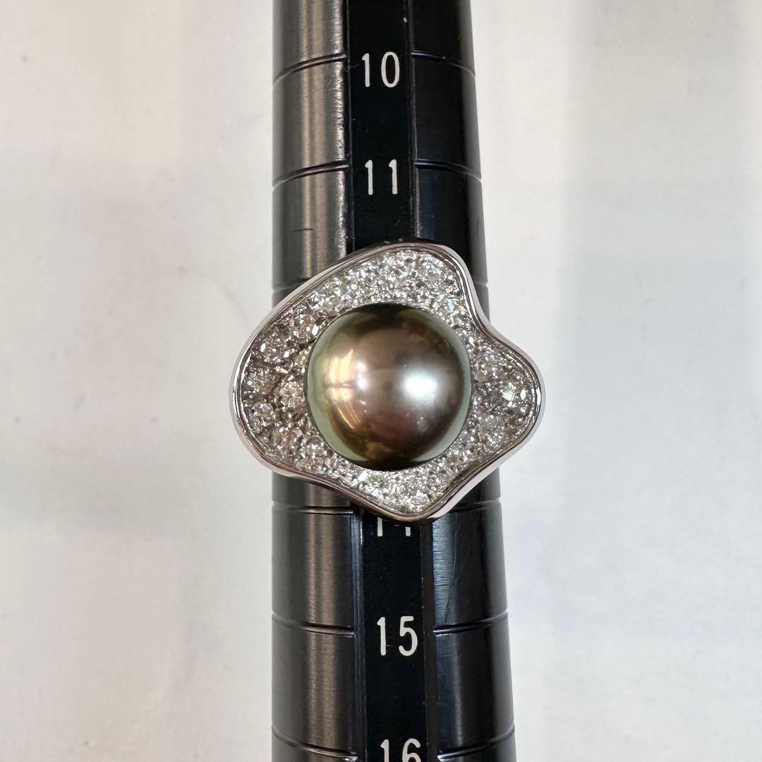 【美品】PT900 黒蝶パール 10.5mm リング