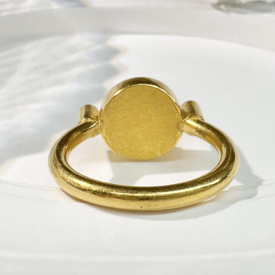 【K24】純金 999.9 リング 彫金デザイン ダイヤ