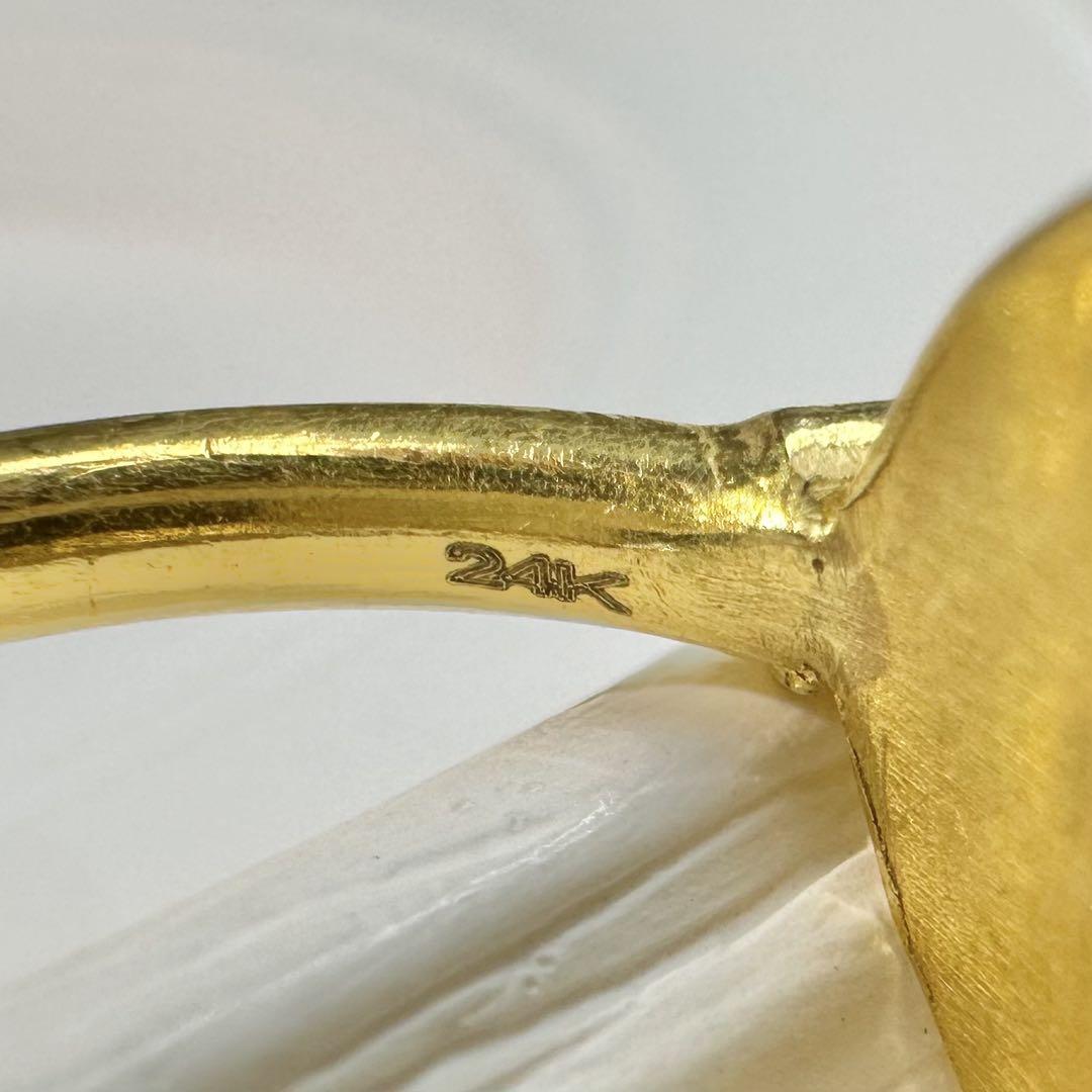 【K24】純金 999.9 リング 彫金デザイン ダイヤ