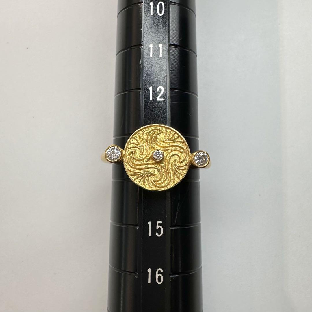 【K24】純金 999.9 リング 彫金デザイン ダイヤ