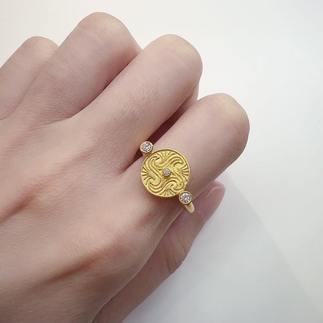 【K24】純金 999.9 リング 彫金デザイン ダイヤ