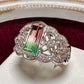 PT900 ウォーターメロントルマリン ダイヤモンド リング 2.04ct