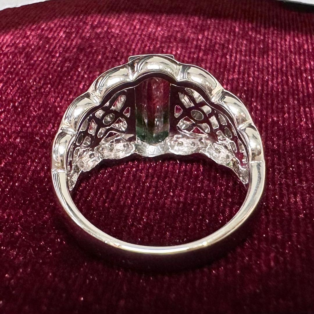 PT900 ウォーターメロントルマリン ダイヤモンド リング 2.04ct