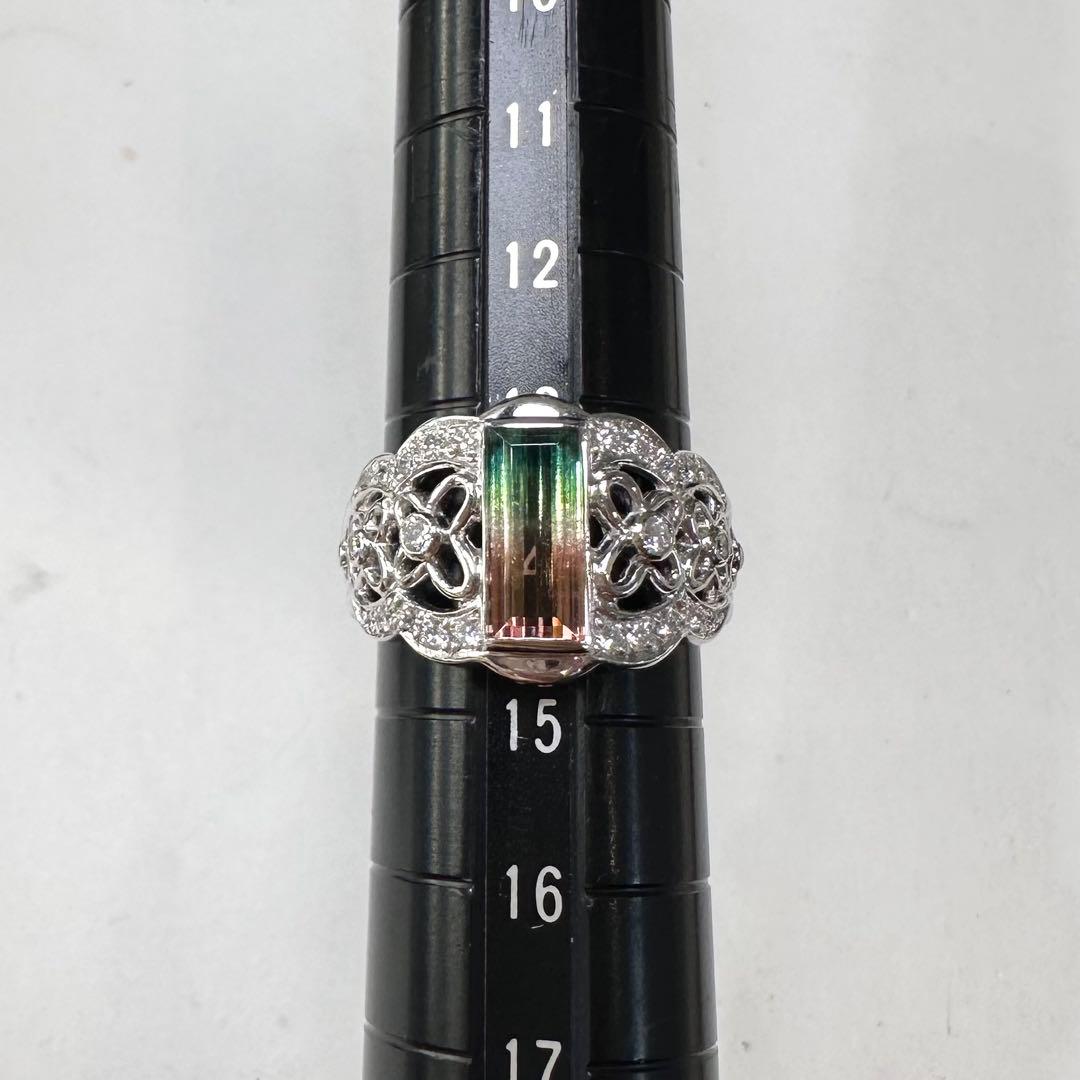 PT900 ウォーターメロントルマリン ダイヤモンド リング 2.04ct