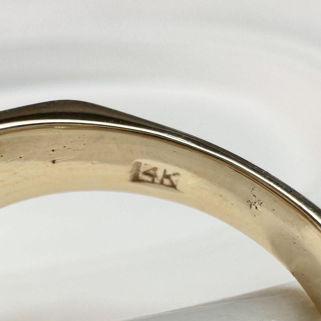 【美品】K14 ターコイズ リング 天然石 クモ模様