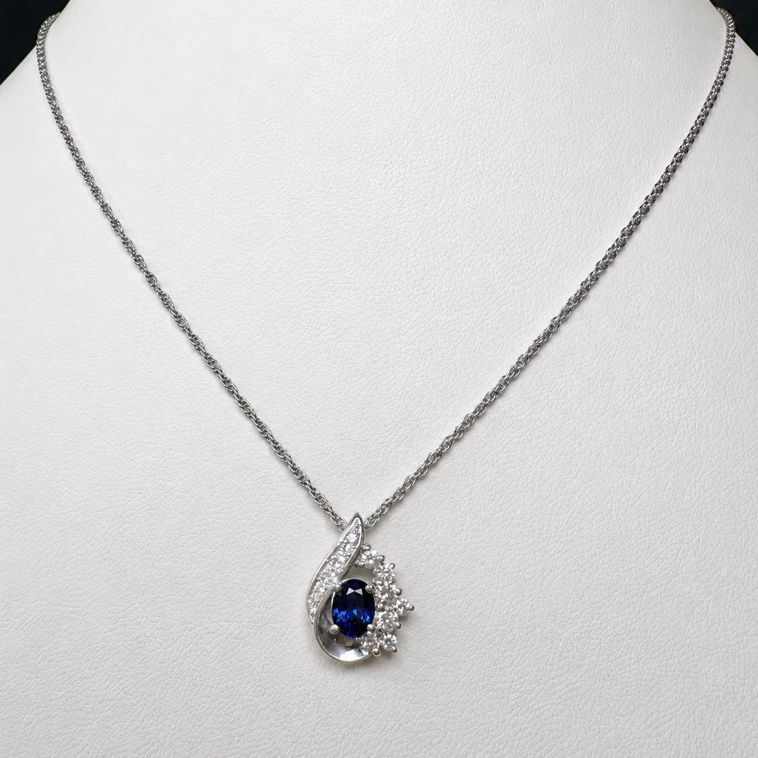 PT900/PT850 サファイア0.60ct ダイヤモンドネックレス