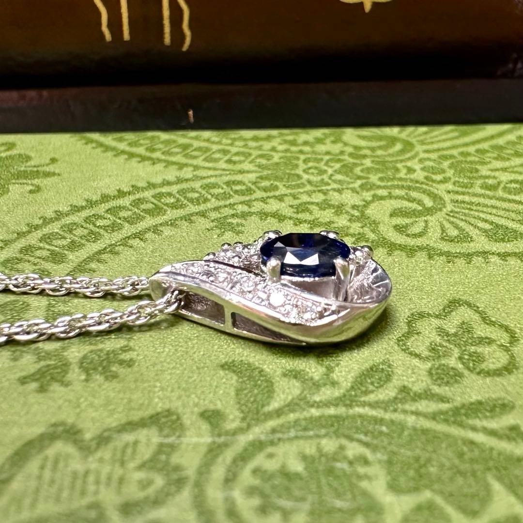 PT900/PT850 サファイア0.60ct ダイヤモンドネックレス