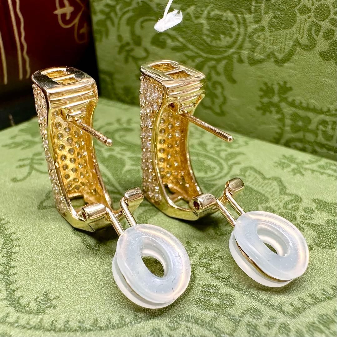 K18 ダイヤモンド 1ct ピアス 豪華デザイン 昭和レトロ