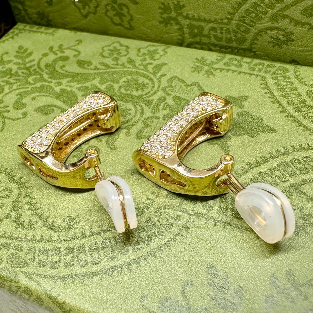 K18 ダイヤモンド 1ct ピアス 豪華デザイン 昭和レトロ