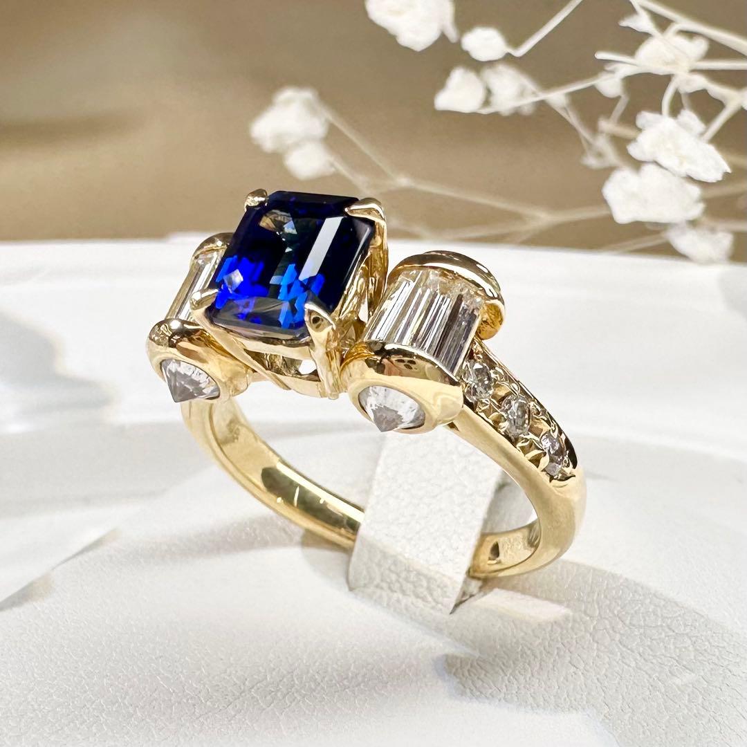 【K18】サファイア 1.87ct リング ダイヤ