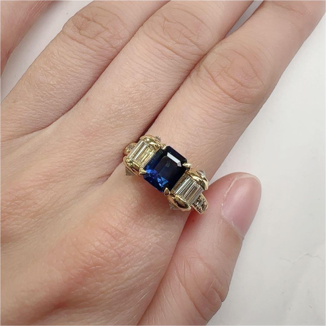 【K18】サファイア 1.87ct リング ダイヤ