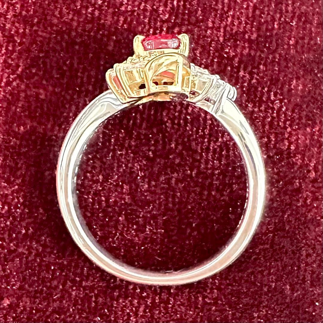 PT900/K18 ビルマ産ルビー ダイヤ リング 1.11ct GIA付き
