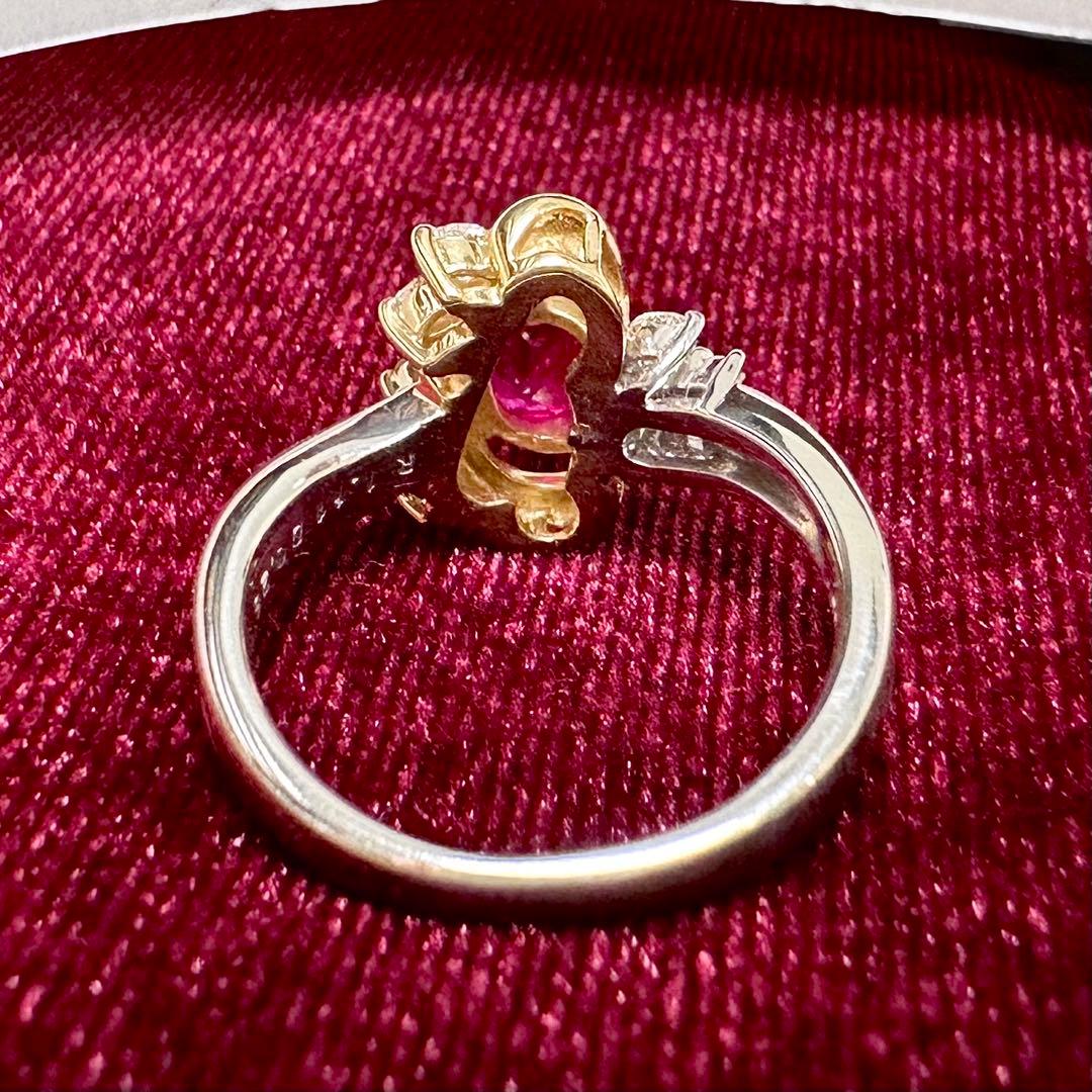 PT900/K18 ビルマ産ルビー ダイヤ リング 1.11ct GIA付き