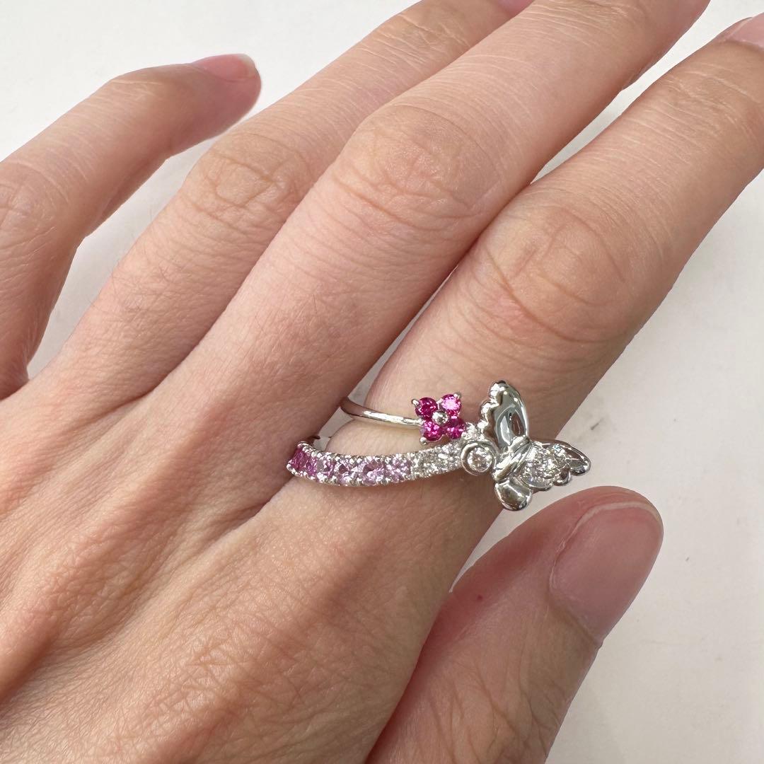 K18 バタフライ サファイア ダイヤモンド リング 0.97ct
