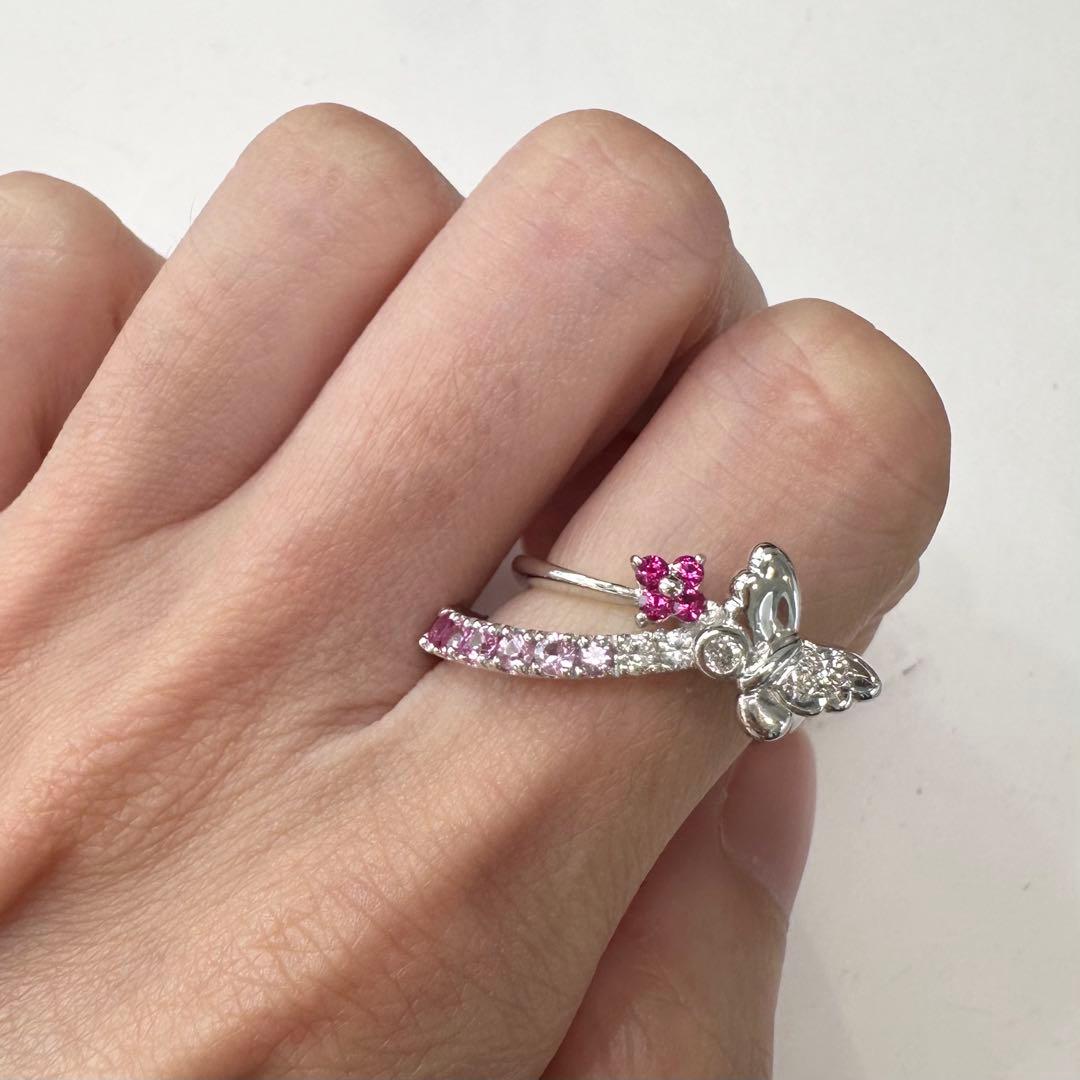 K18 バタフライ サファイア ダイヤモンド リング 0.97ct
