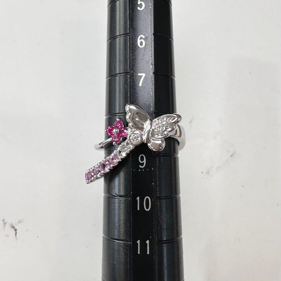 K18 バタフライ サファイア ダイヤモンド リング 0.97ct