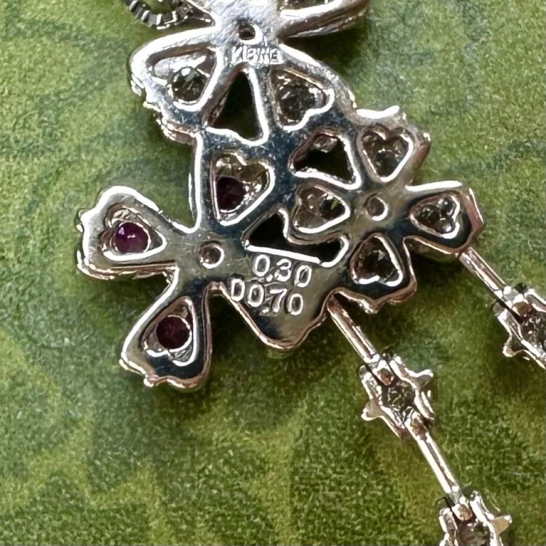 【K18WG】ルビー0.3ct ネックレス 花デザイン