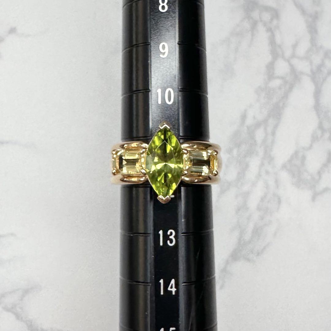 【K18】田崎TASAKI ペリドット × シトリン リング タサキ