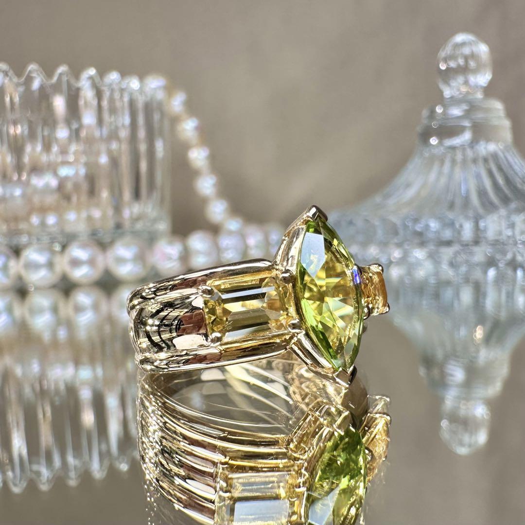 【K18】田崎TASAKI ペリドット × シトリン リング タサキ