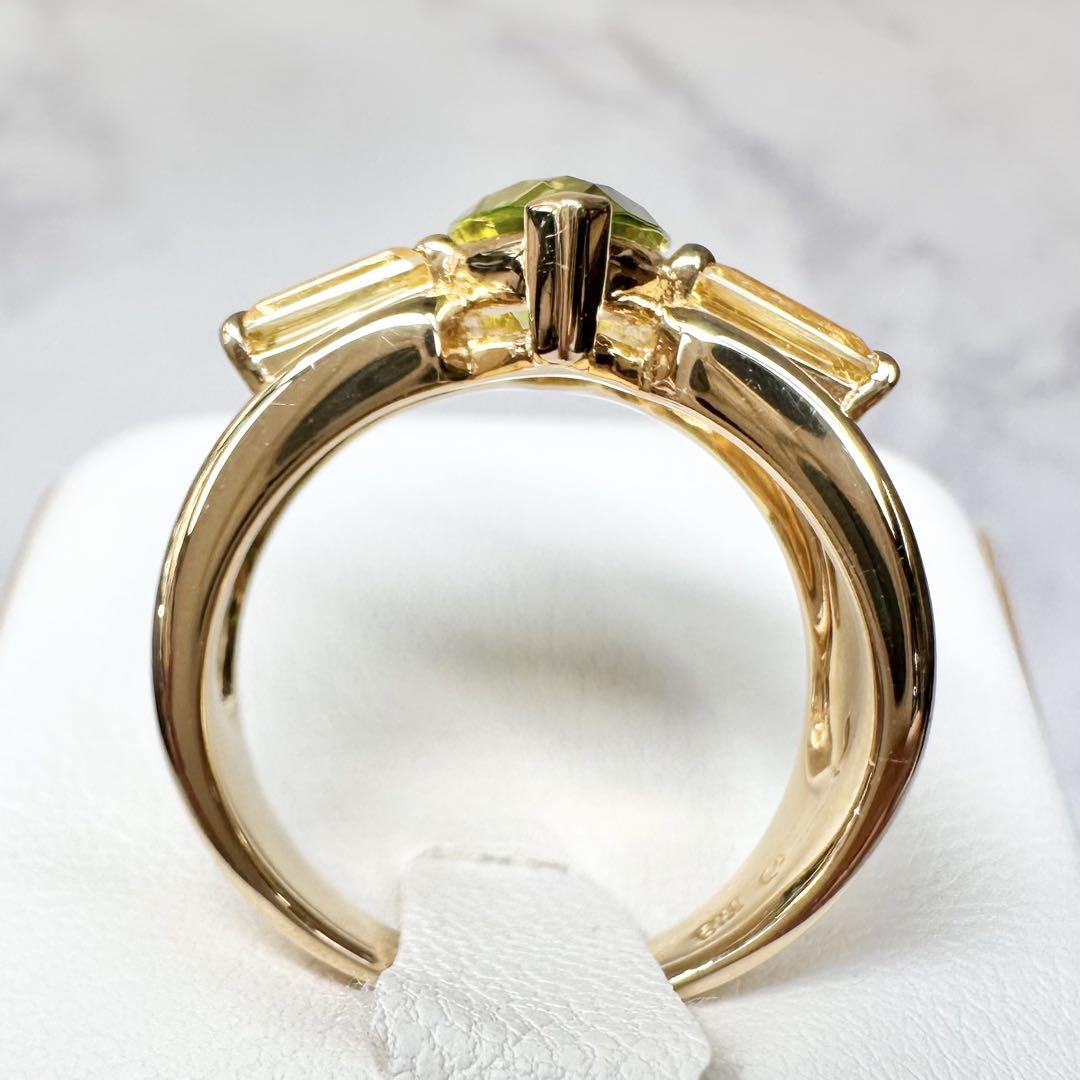 【K18】田崎TASAKI ペリドット × シトリン リング タサキ