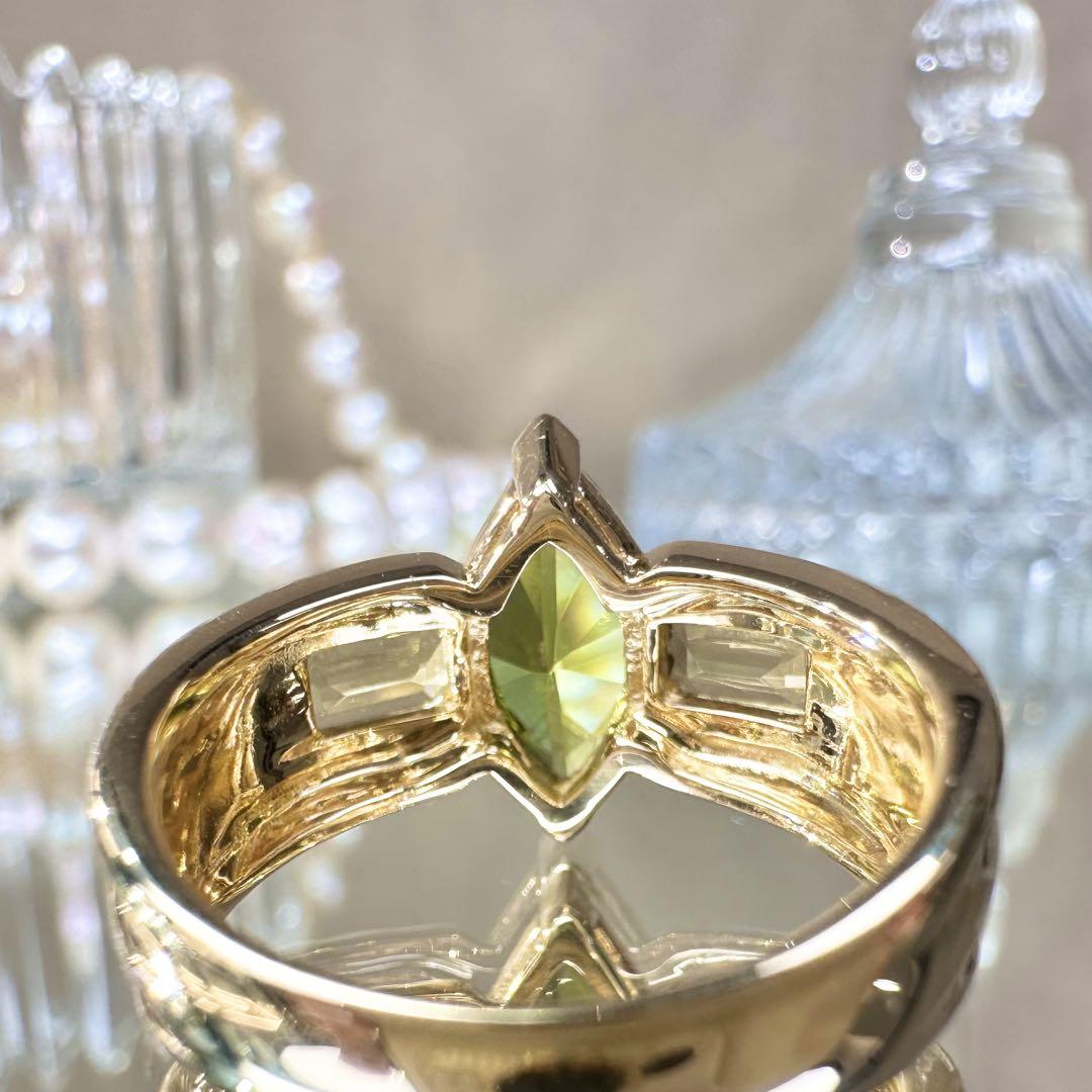 【K18】田崎TASAKI ペリドット × シトリン リング タサキ