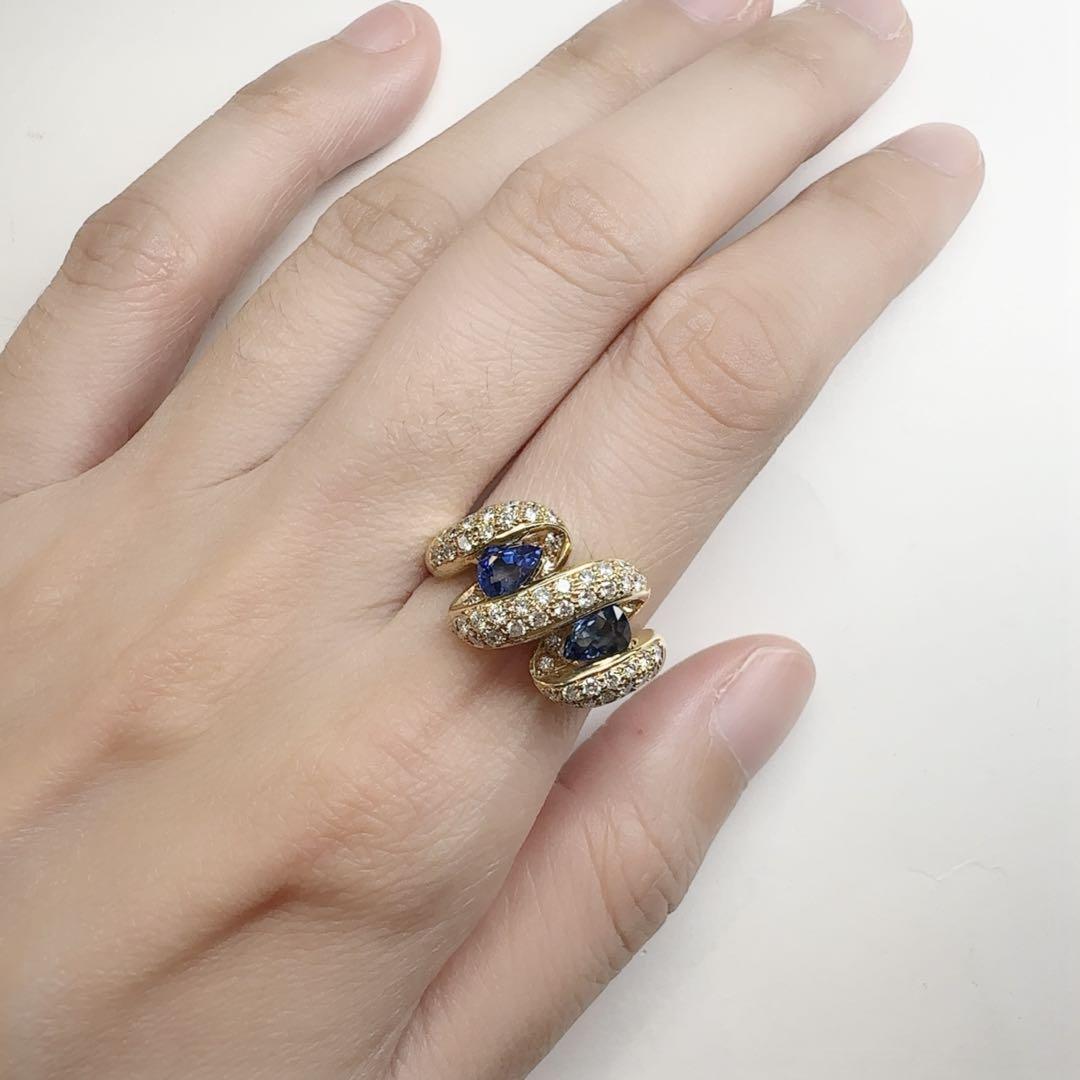 【K18】サファイア 1.06ct ダイヤモンドリング