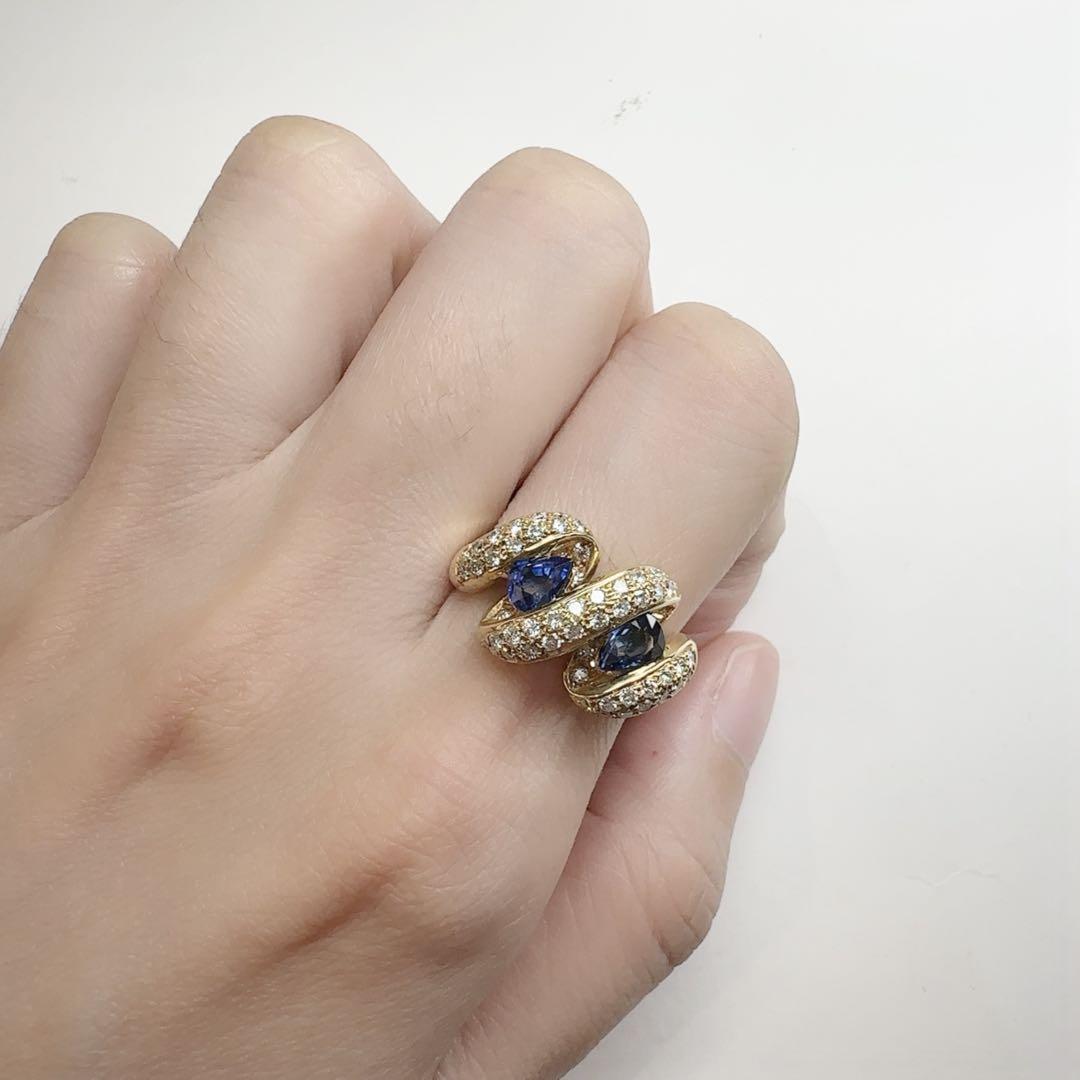 【K18】サファイア 1.06ct ダイヤモンドリング