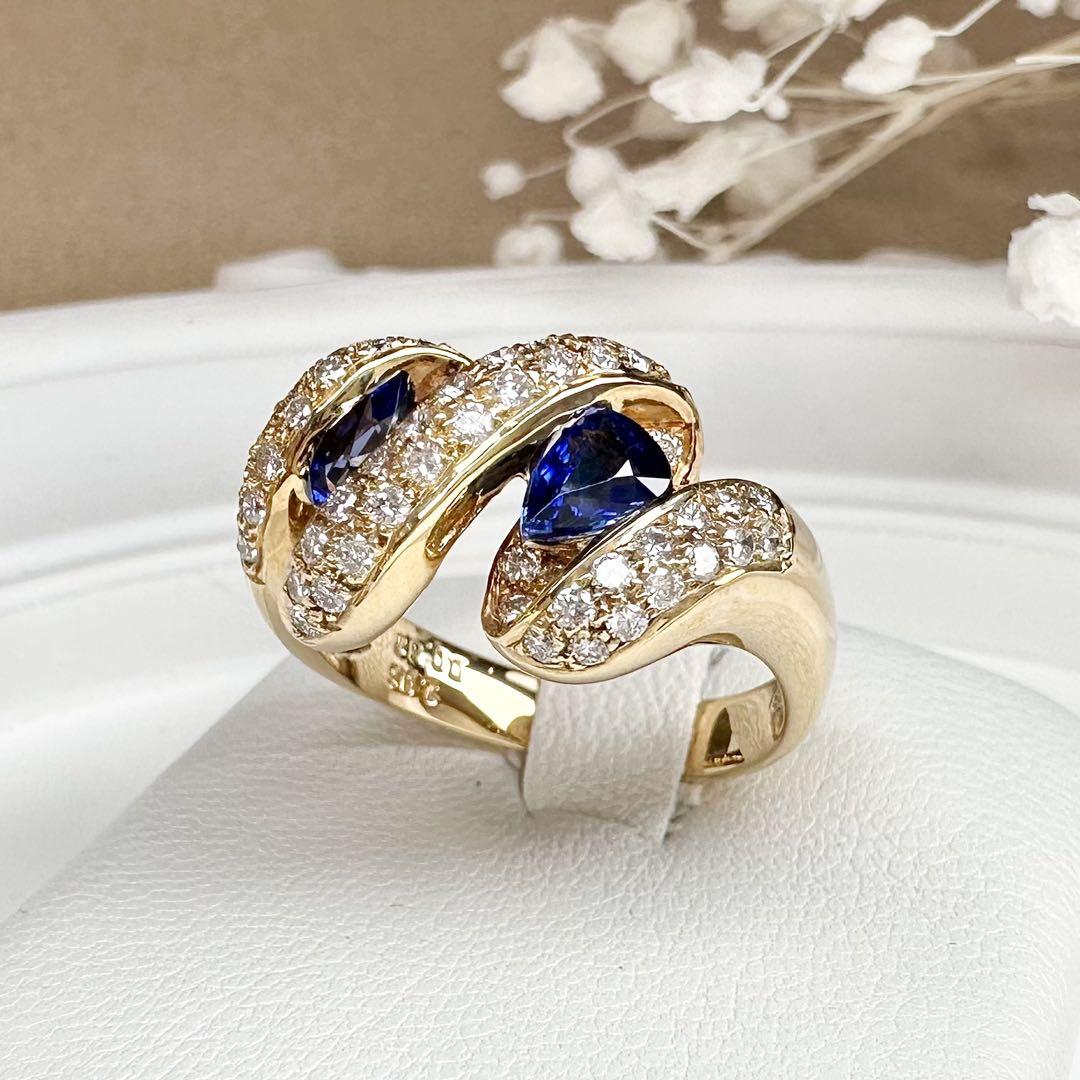 【K18】サファイア 1.06ct ダイヤモンドリング