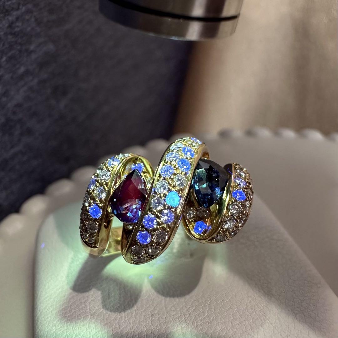 【K18】サファイア 1.06ct ダイヤモンドリング