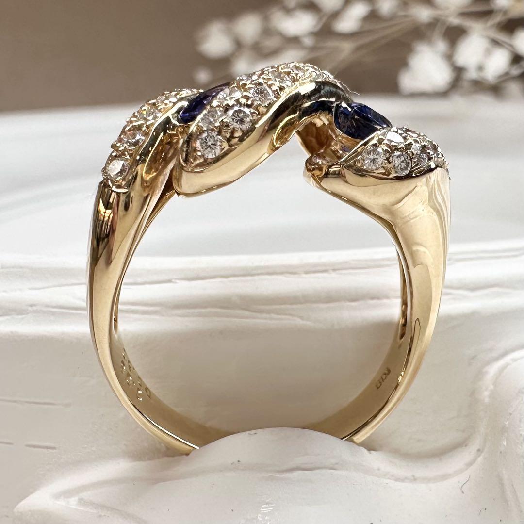 【K18】サファイア 1.06ct ダイヤモンドリング