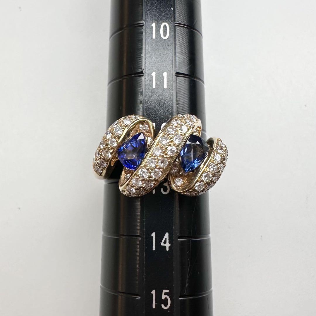 【K18】サファイア 1.06ct ダイヤモンドリング