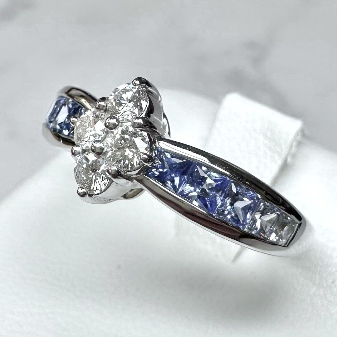 【JEUNET】K18WG サファイア0.82ct リング グランデーション