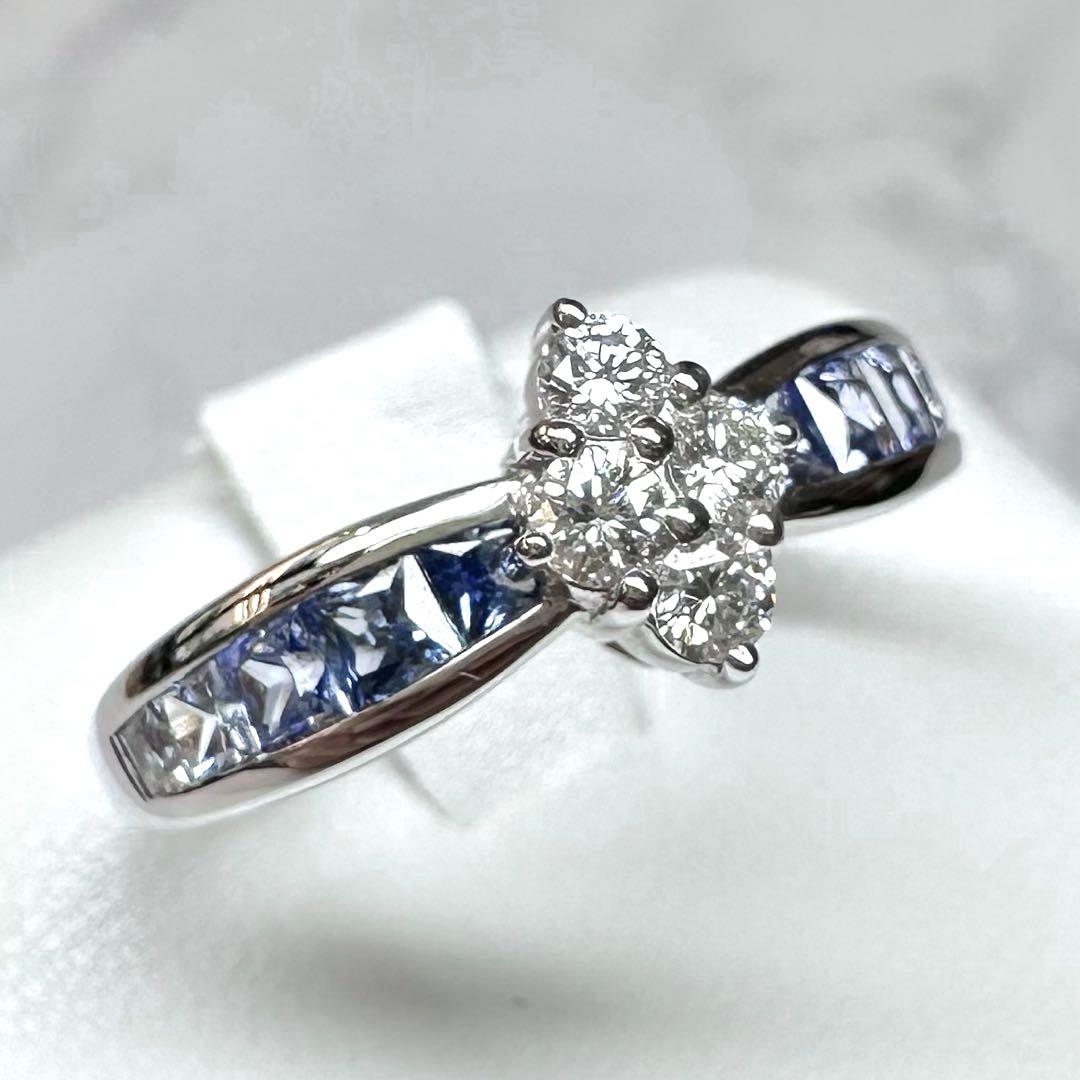 【JEUNET】K18WG サファイア0.82ct リング グランデーション