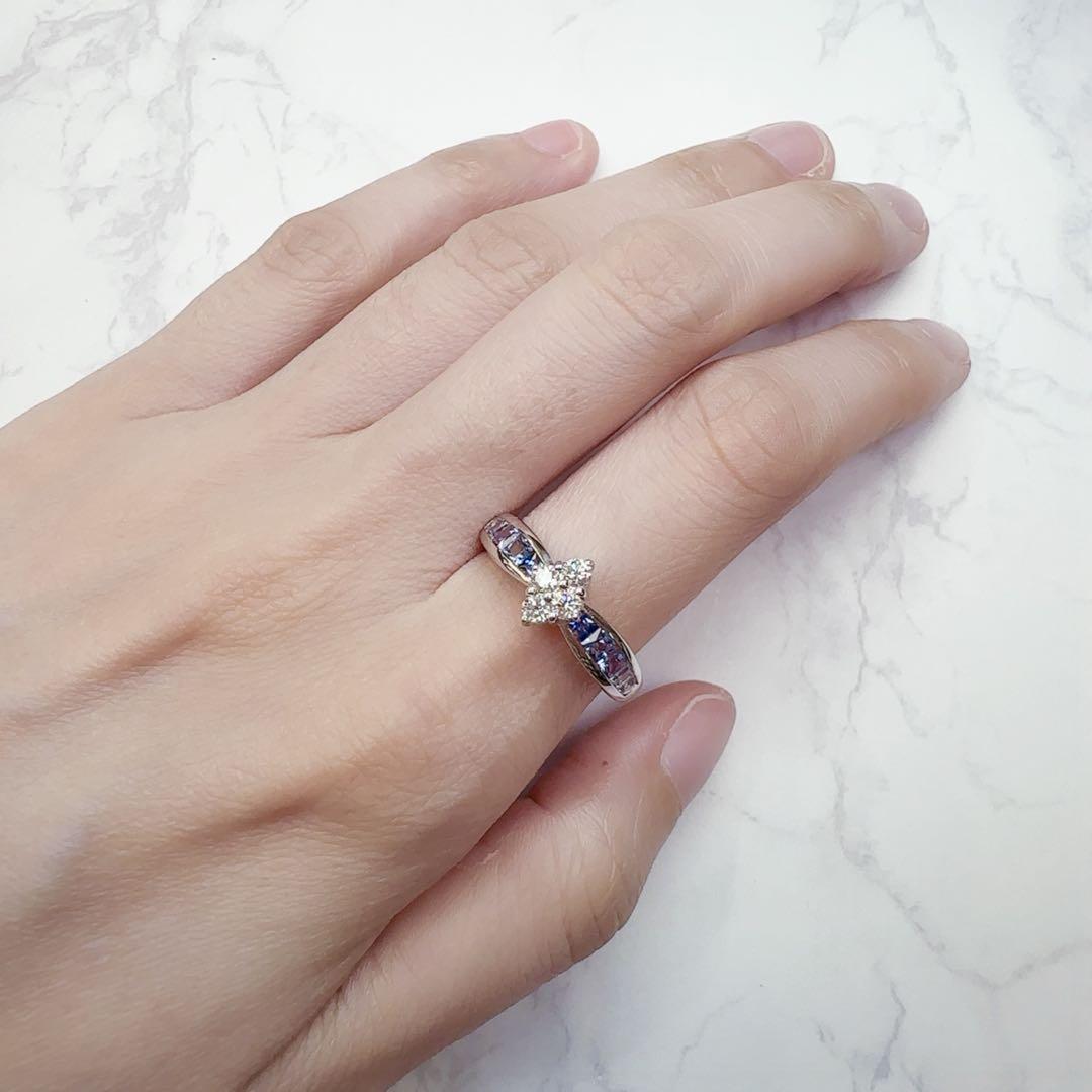 【JEUNET】K18WG サファイア0.82ct リング グランデーション