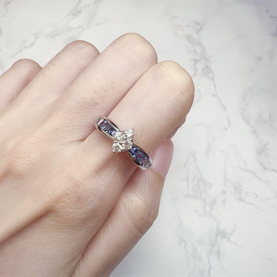 【JEUNET】K18WG サファイア0.82ct リング グランデーション