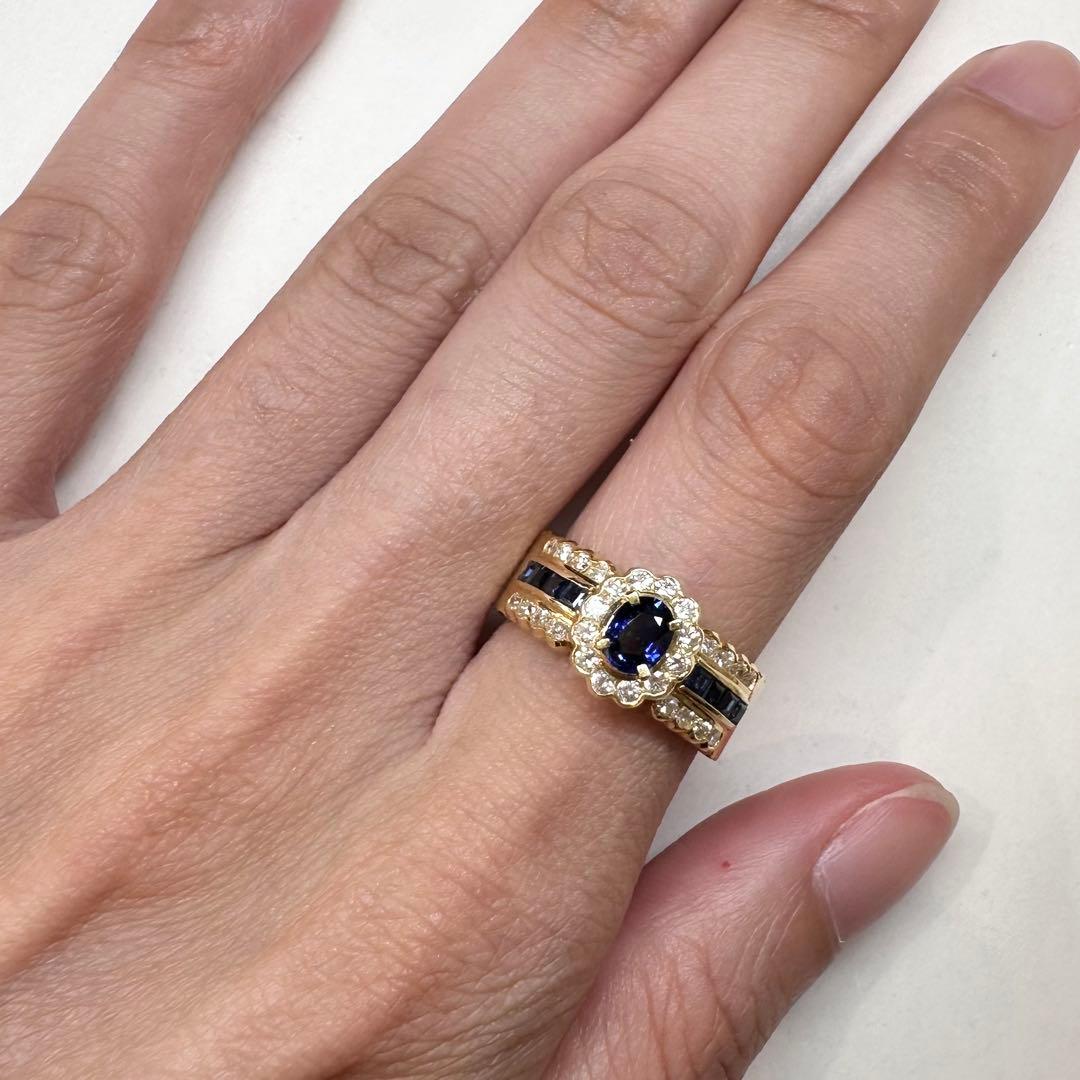K18 サファイア 0.44ct ダイヤモンド リング