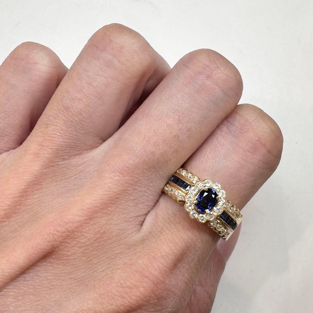 K18 サファイア 0.44ct ダイヤモンド リング