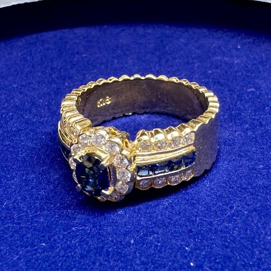 K18 サファイア 0.44ct ダイヤモンド リング